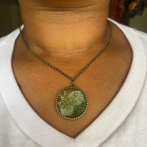 Handmade Vintage closed Bezel Resin art necklace.